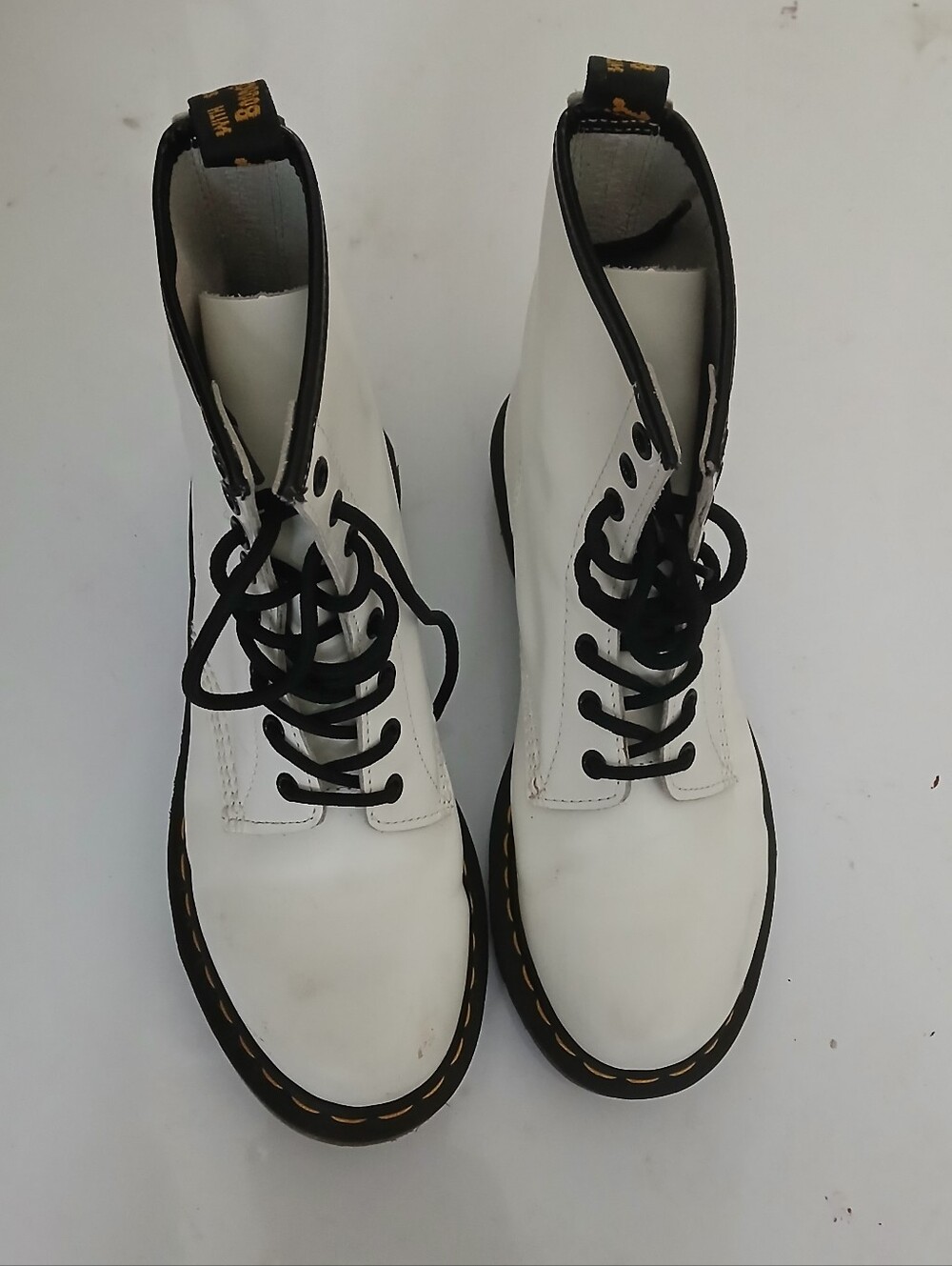 Dr. Martens White Lace-Up Combat Boots Size 9